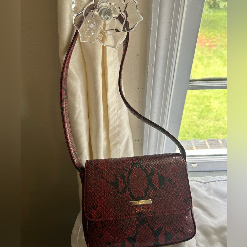 Nine West Red Snake Print Crossbody Bag